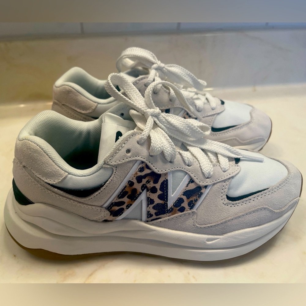 New Balance Women’s 57/40 in oatmeal/leopard.